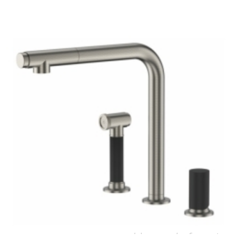 Faucet dapur mixer penyemprot samping sikat sikat nickle